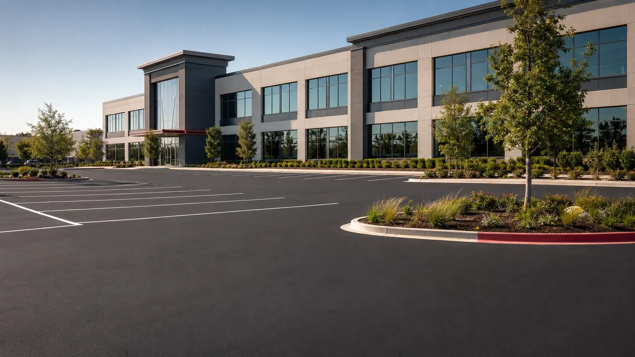 Newly paved commercial property