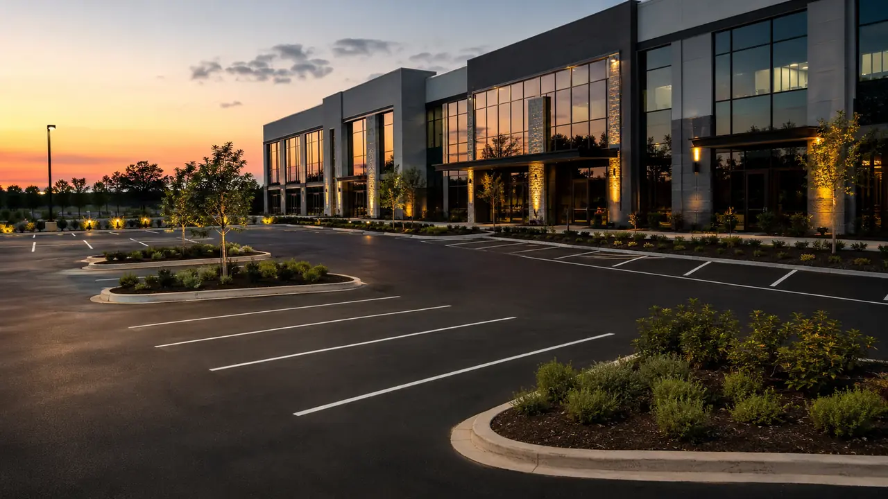 Completed commercial paving project